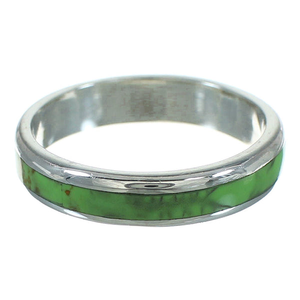 Gaspeite Inlay Silver Ring Size 4-3/4 AX73524